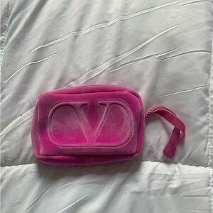 Valentino Pink Velvet Wristlet Pouch
